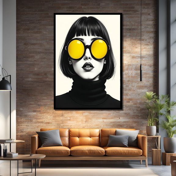 Bold Modern Woman Portrait, (Black, White, Gold, Silver), Gallery Wrapped Or Rolled Art Print, Trendy Wall Decor UNFRAMED Poster, Wall Art for Decor, Present, 8x12