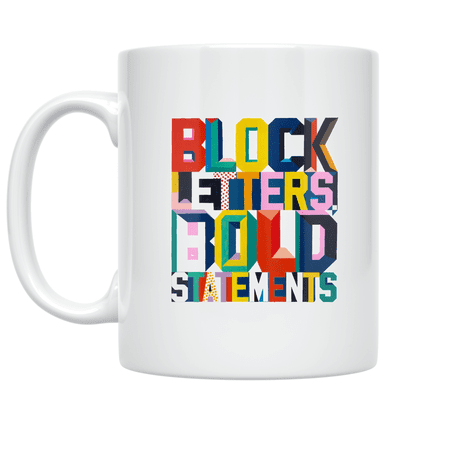 Bold Monogram Block Letters Design - Trendy Statement Maker - 11 oz Ceramic Coffee Mug