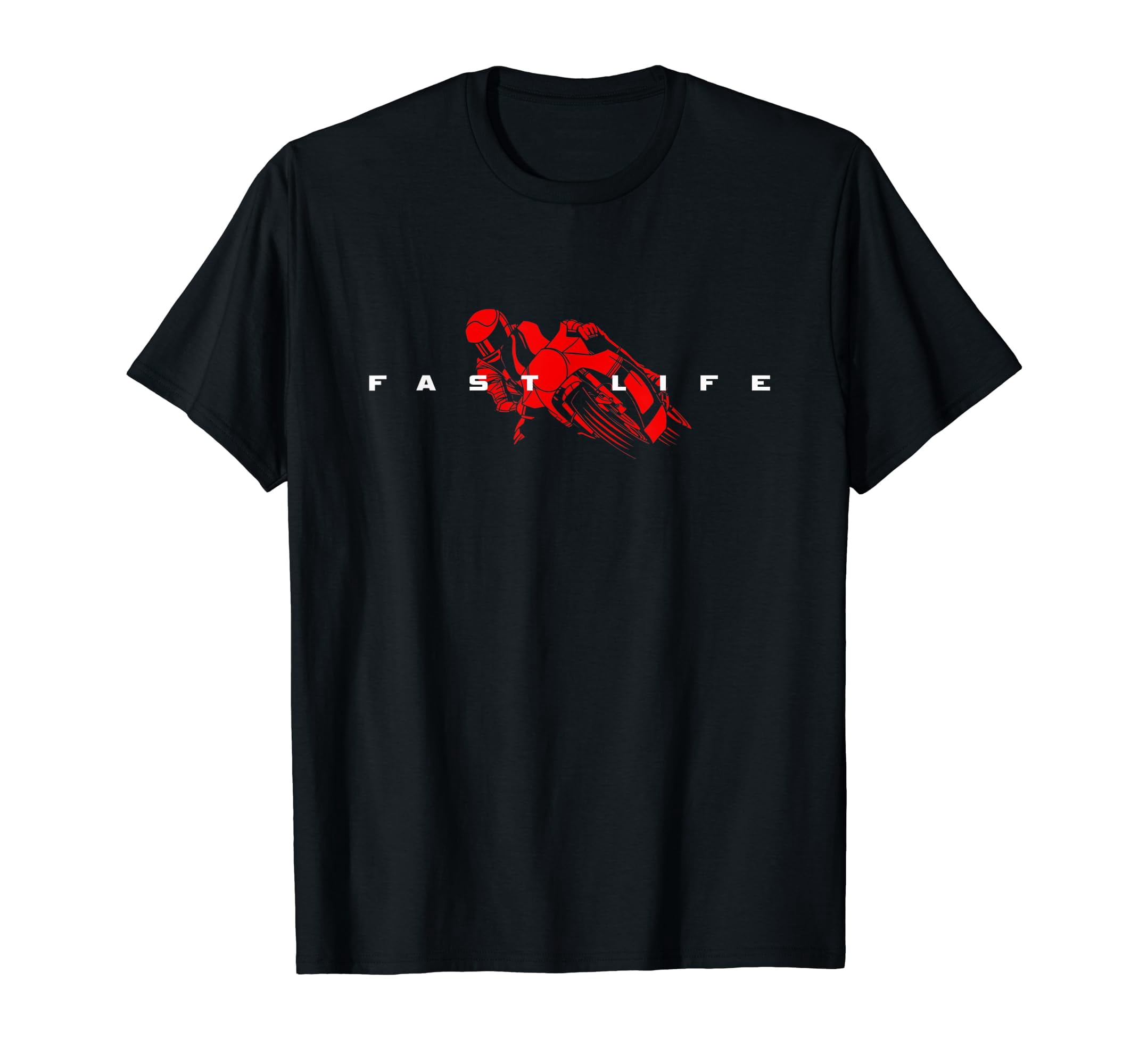 Bold Motorcycle Graphic T-Shirt for Enthusiasts - 'FAST LIFE' Design on ...