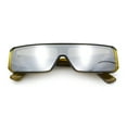 thumbnail image 1 of Bold Narrow Rectangle Shield Inset Lens 80s Robotic Plastic Sunglasses Green - Silver Mirror, 1 of 8