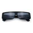 thumbnail image 1 of Bold Narrow Rectangle Shield Inset Lens 80s Robotic Plastic Sunglasses Shiny Black - Black, 1 of 8