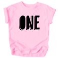 thumbnail image 1 of Bold One 1st Birthday T-Shirts for Baby Girls and Boys First Birthday Outfit Black on Pink Shirt 12 Months, 1 of 2