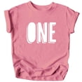 thumbnail image 1 of Bold One 1st Birthday T-Shirts for Baby Girls and Boys First Birthday Outfit White on Mauve Shirt 18 Months, 1 of 2