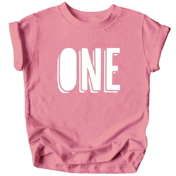 Bold One 1st Birthday T-Shirts for Baby Girls and Boys First Birthday Outfit White on Mauve Shirt 18 Months