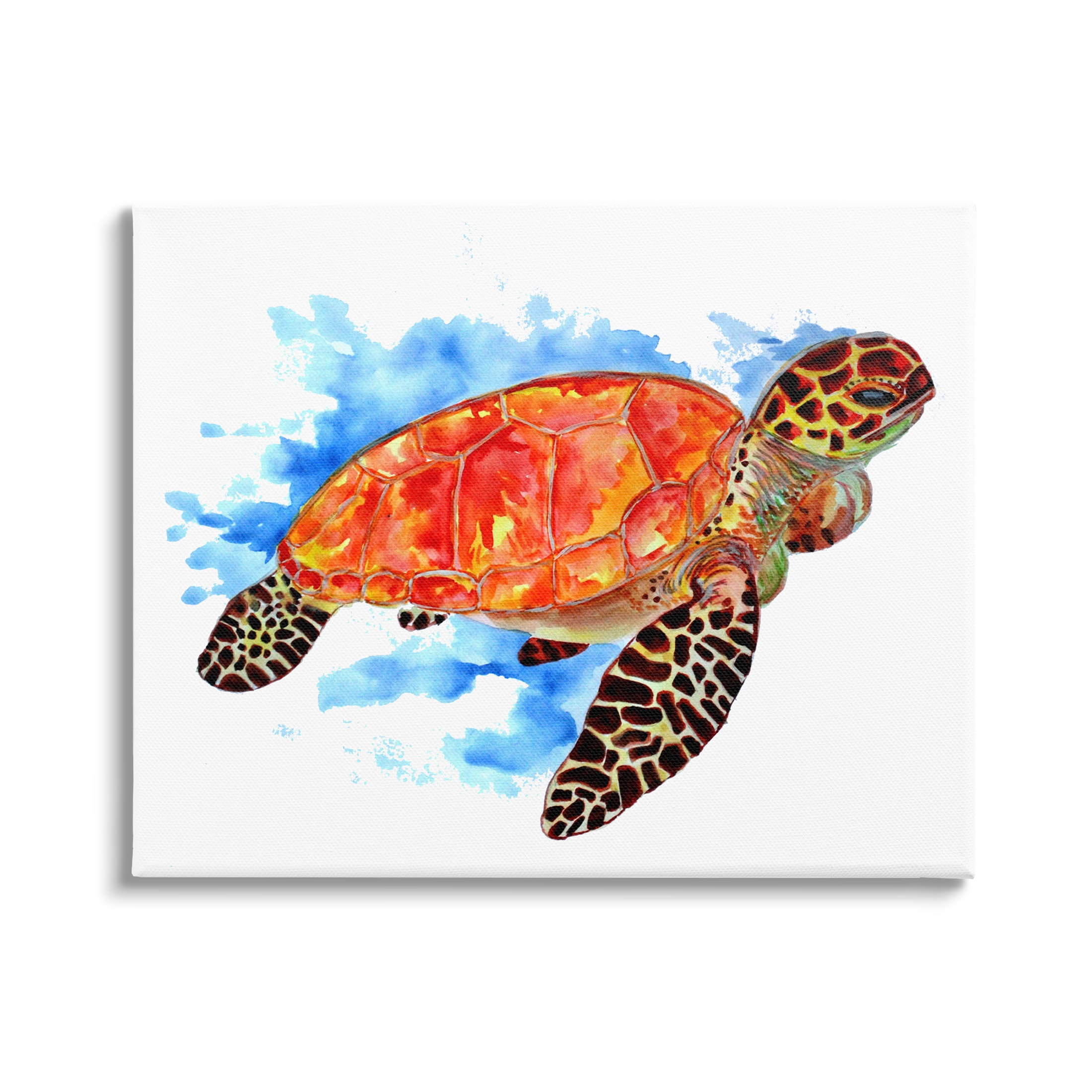 Bold Orange Nautical Turtle Animals & Insects Graphic Art Gallery Wrapped Canvas Print Wall Art
