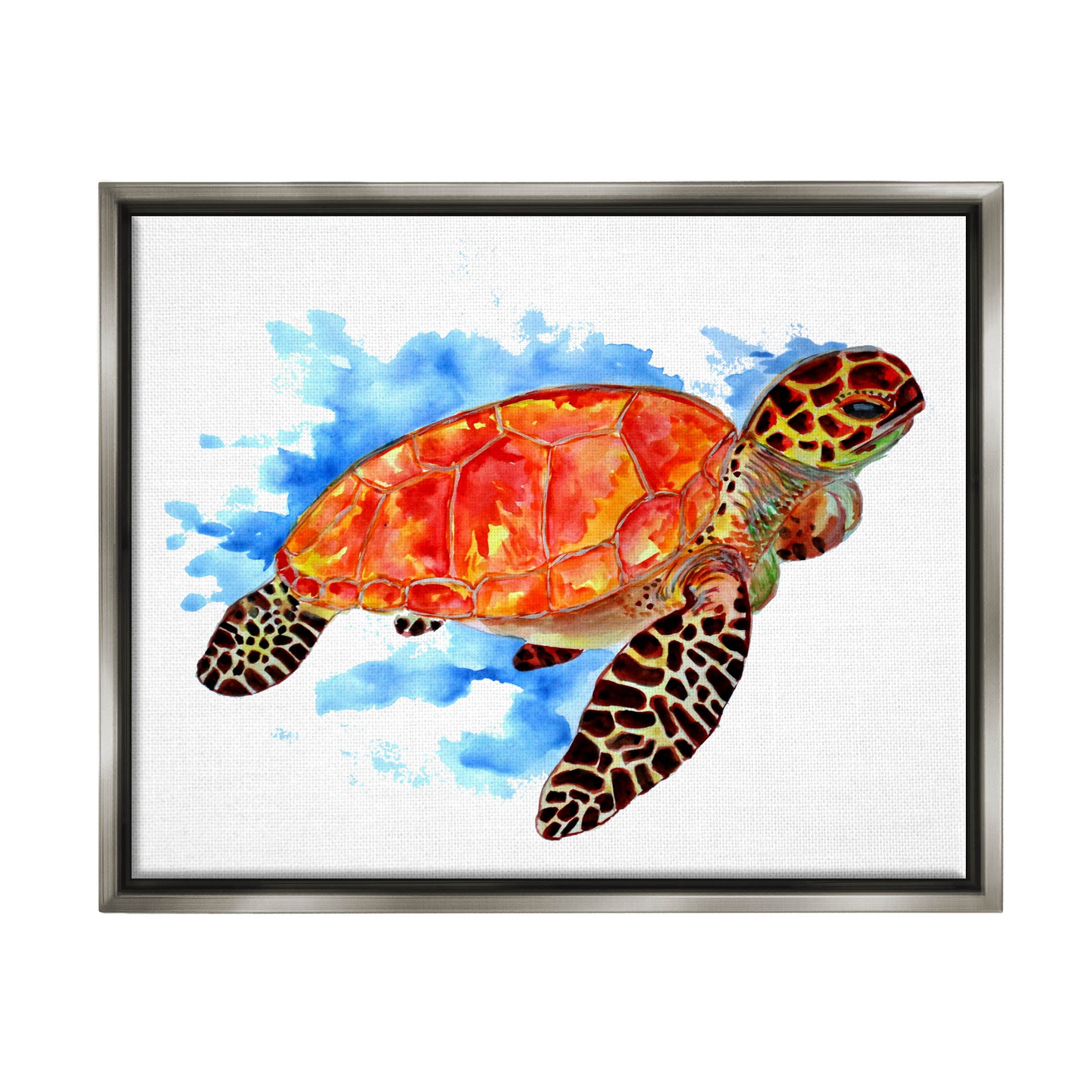 Bold Orange Nautical Turtle Animals & Insects Graphic Art Luster Gray Framed Art Print Wall Art
