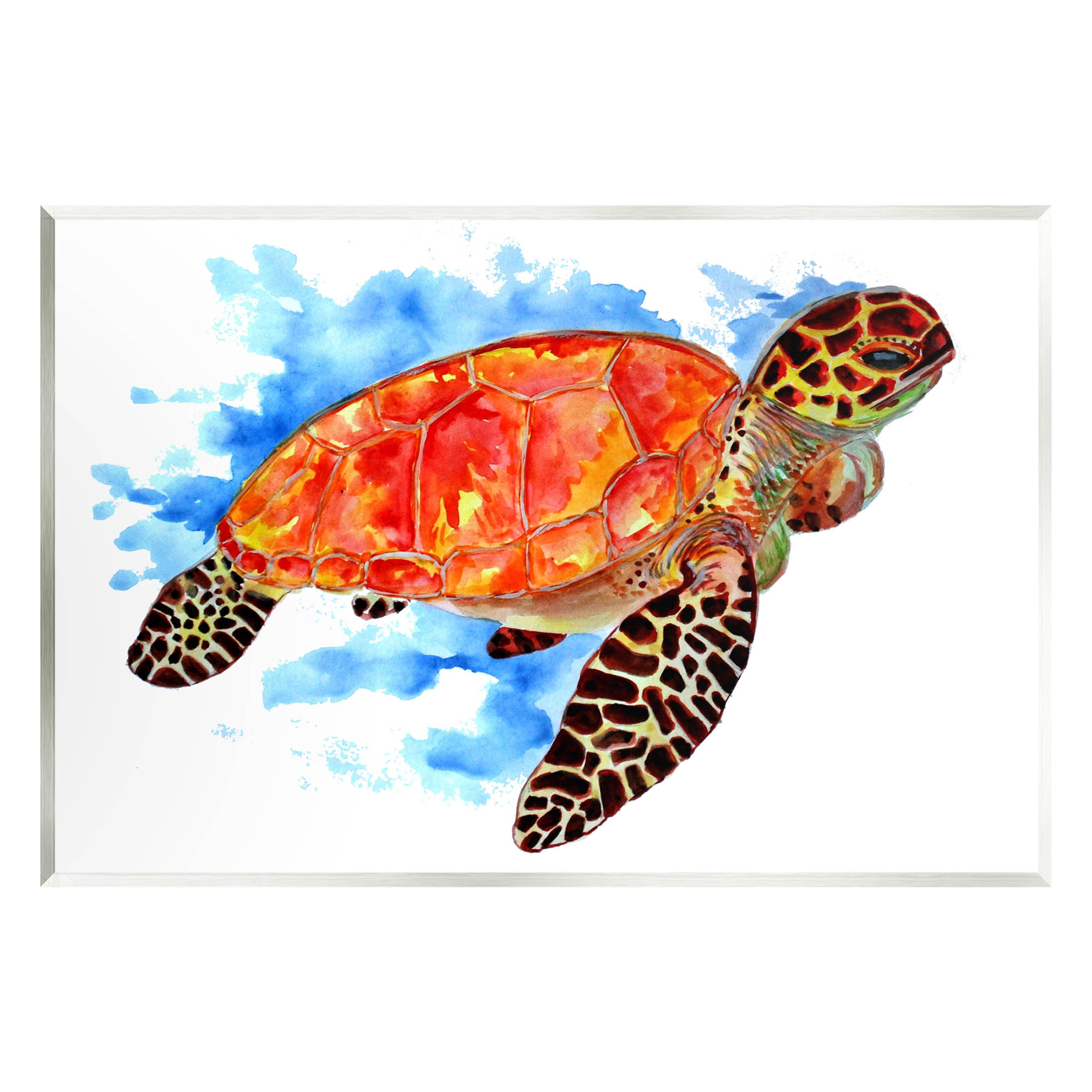Bold Orange Nautical Turtle Animals & Insects Graphic Art Unframed Art Print Wall Art