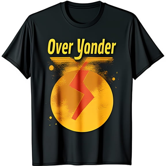 Bold Over Yonder Black T-Shirt with Yellow Print Design