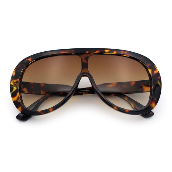 Bold Oversized Shield Thick Plastic Retro Racer Fashion Sunglasses Tortoise - Brown