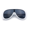 thumbnail image 1 of Bold Oversized Shield Thick Plastic Retro Racer Fashion Sunglasses White - Black, 1 of 8