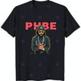 Bold 'PHBE' Black TShirt with Cool Cartoon in & Sunglasses