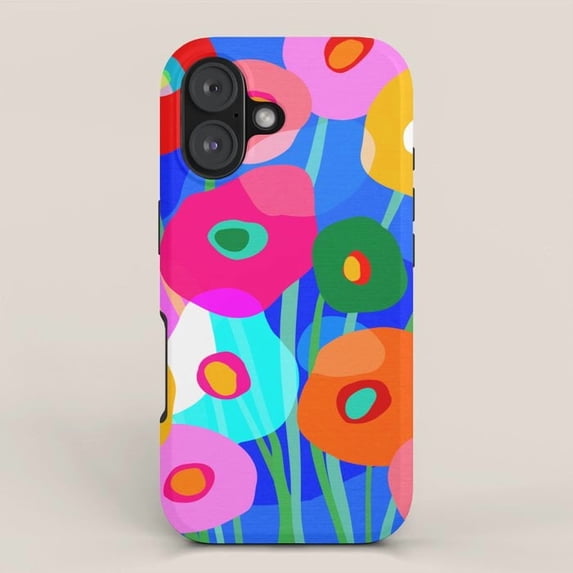 Bold Pink, Blue, Orange and Green Abstract Floral Tough Case for Apple ...