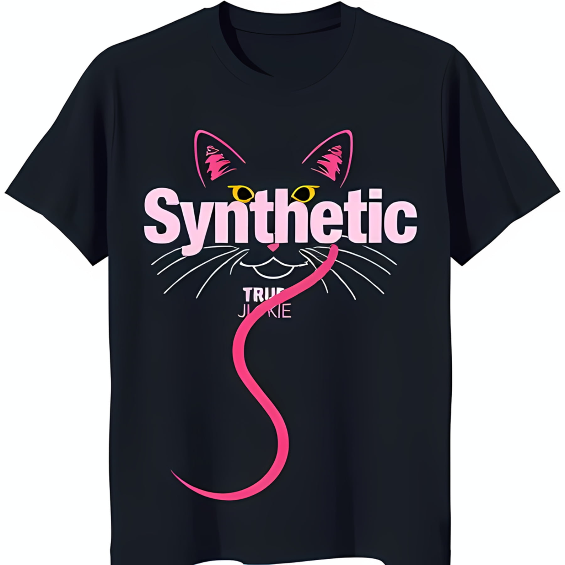 Bold Pink Cat Face Graphic TShirt with Unique 'S' Tongue Design