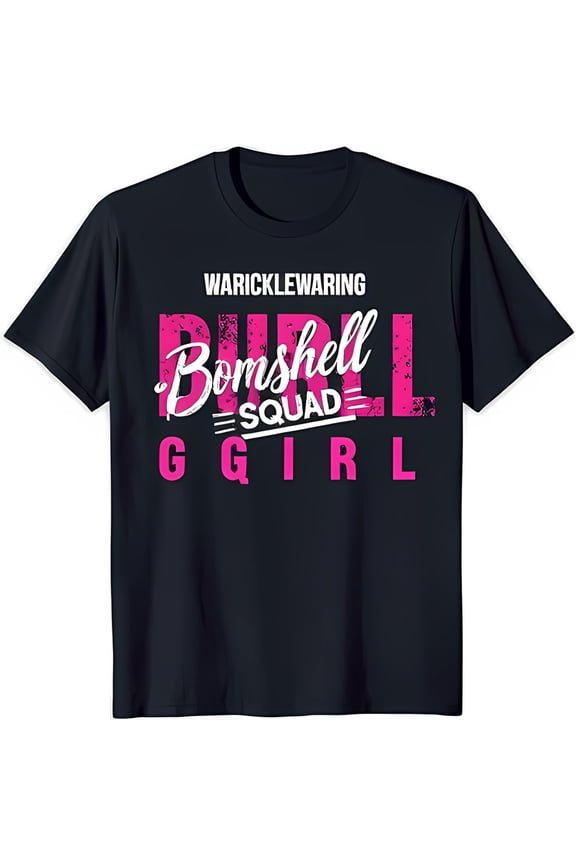 Bold Pink Graphic 'Waricklewarring Bombshell Squad Girl' T-Shirt for Women