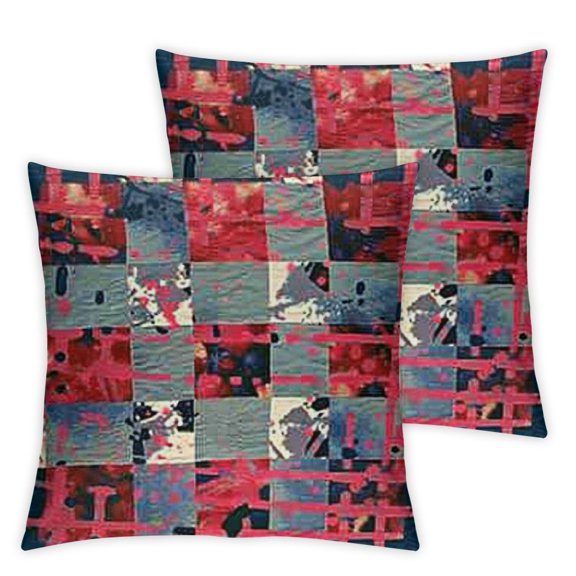 Bold Plaid Throw Pillow Covers,Wide Brushstrokes Thin Stripes Bright Multiple Cushion Cover Digital Blended Hidden Zipperl Decorative Pillowcases for Hair Skin Square