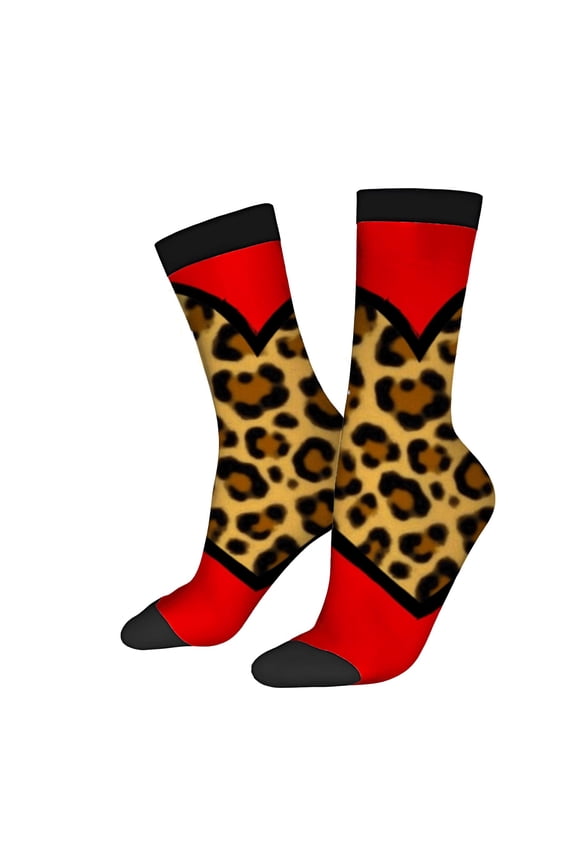 Bold Print Socks - 2 Pairs of Unisex Trendy Socks with Vibrant Colors Red Tops & Black Toe Caps for All Seasons