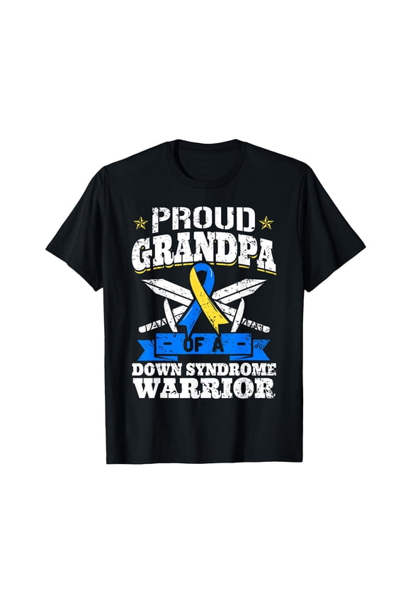 Bold Proud Grandpa Of A Down Syndrome Warrior T-Shirt Celebrating Support for a Cause