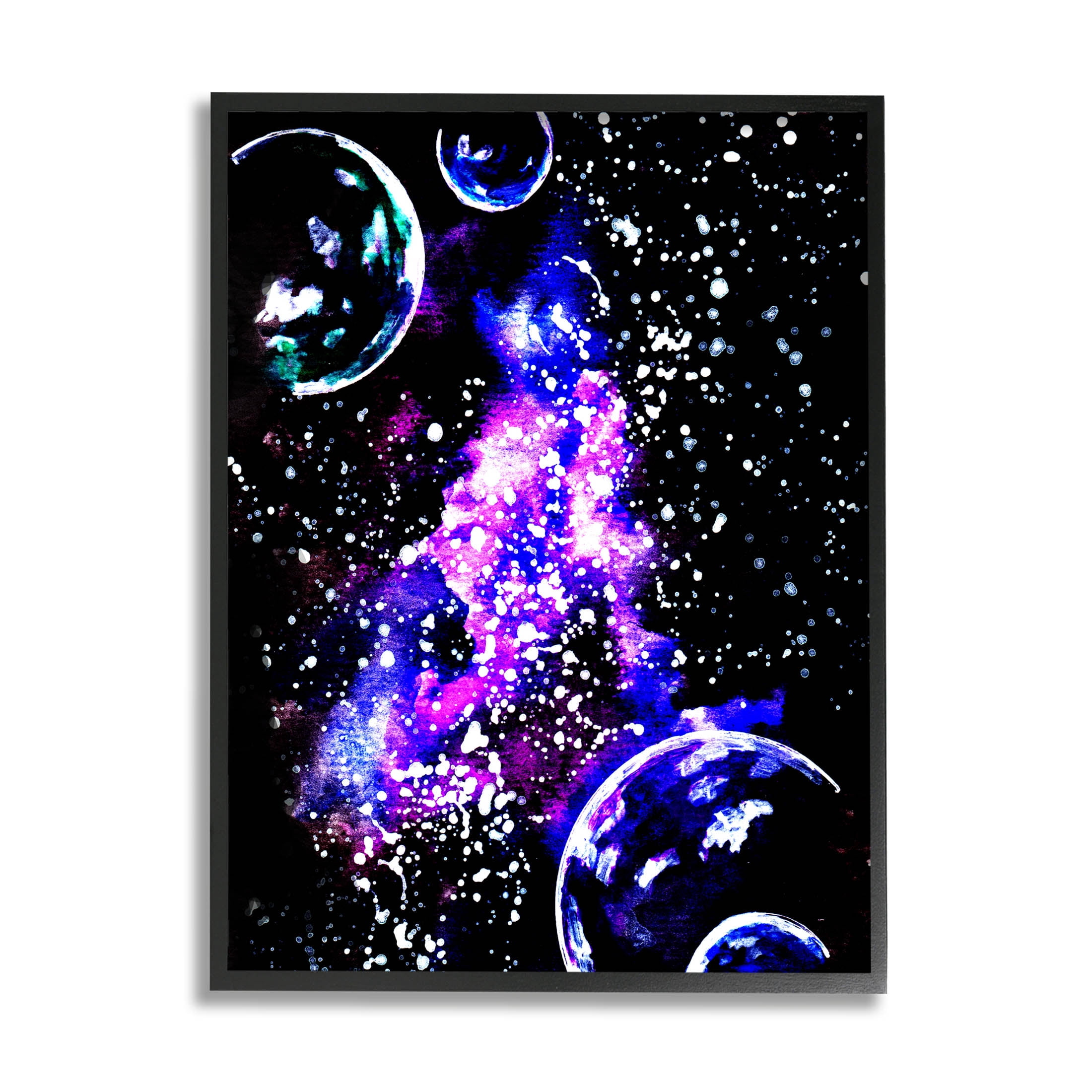 Bold Purple Galaxy Nebula Art for Kids Painting Black Framed Art Print Wall Art