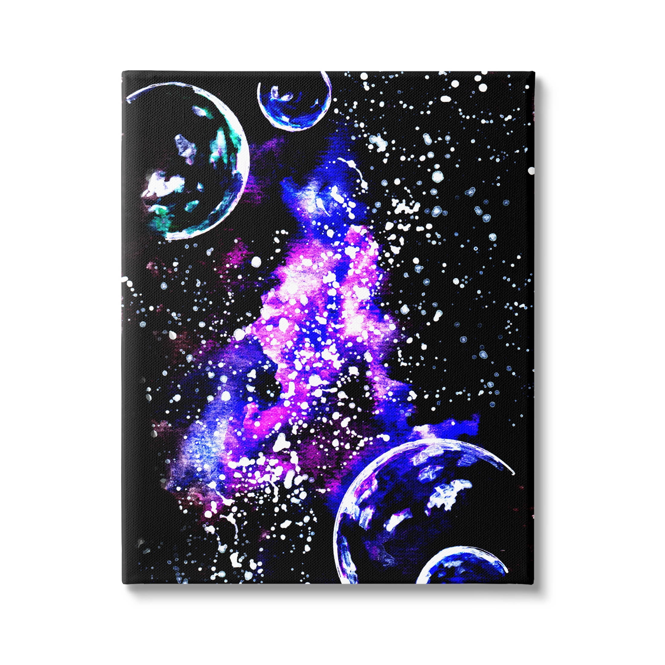 Bold Purple Galaxy Nebula Art for Kids Painting Gallery Wrapped Canvas Print Wall Art