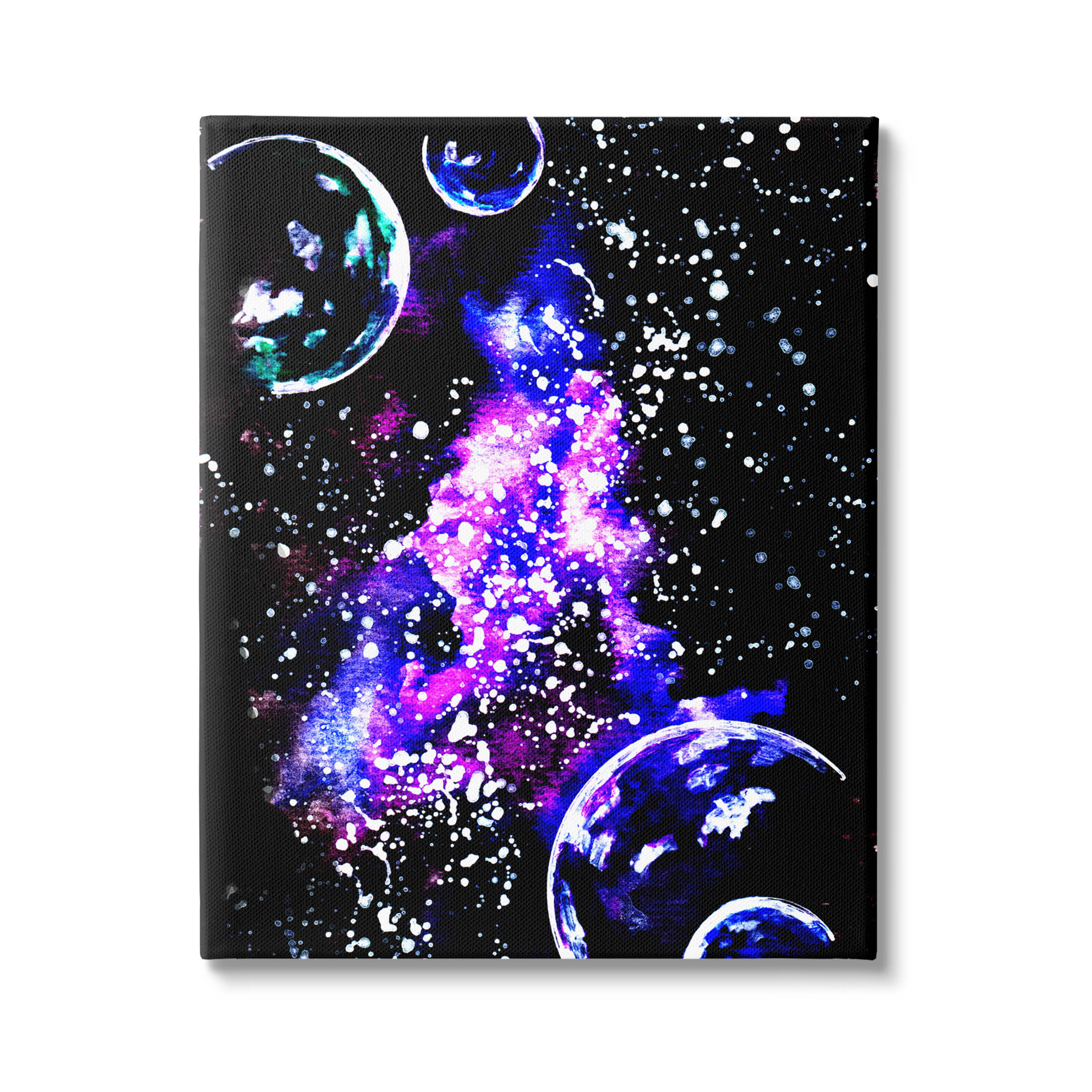 Bold Purple Galaxy Nebula Art for Kids Painting Gallery Wrapped Canvas Print Wall Art