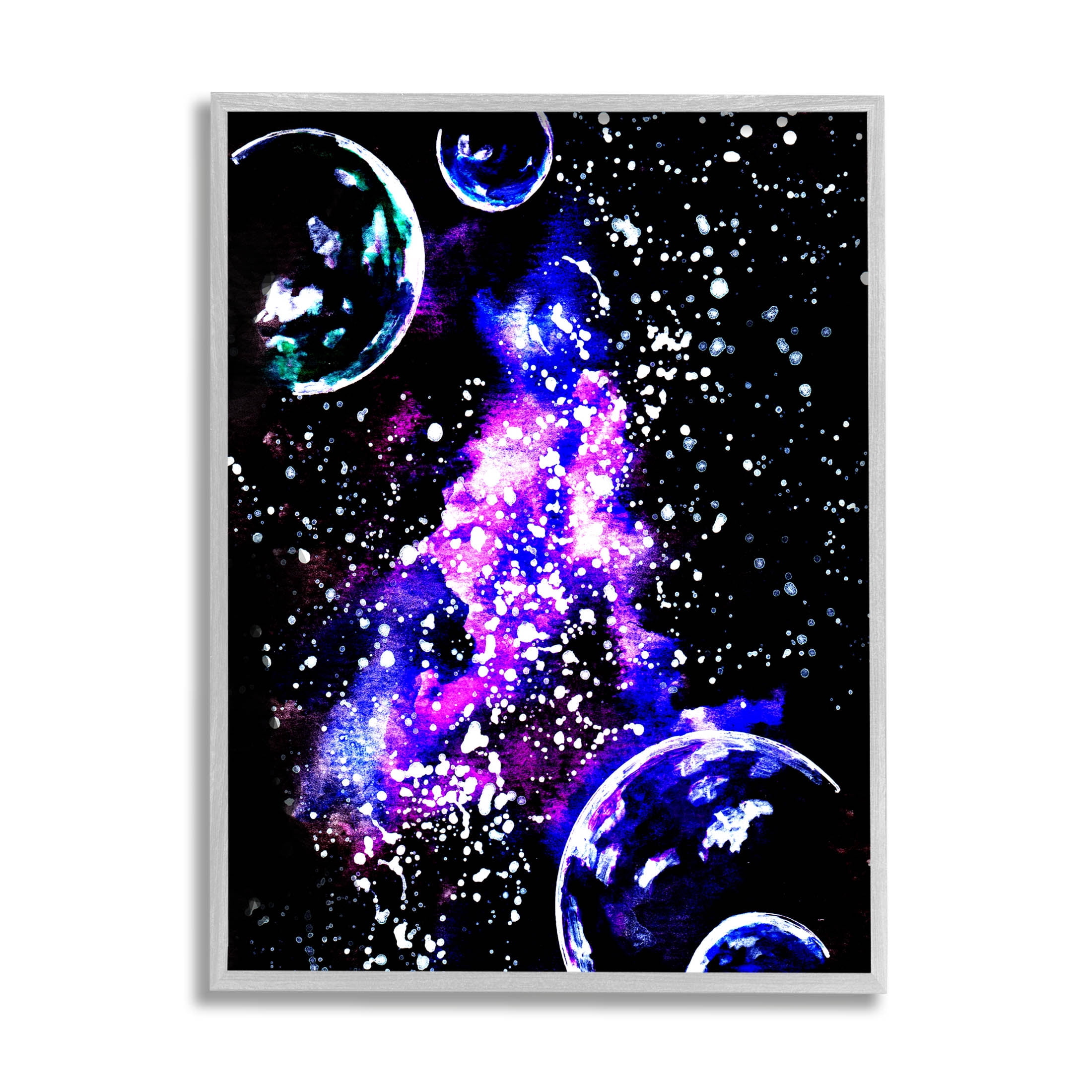 Bold Purple Galaxy Nebula Art for Kids Painting Gray Framed Art Print Wall Art