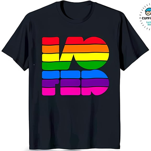 Bold Rainbow LOVE Design Black T-Shirt Stacked Colorful Graphic Tee