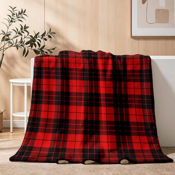 Bold Red & Black Buffalo Plaid Throw Blanket, Ultra-Soft Flannel Fleece, All-Season Cozy for Rustic Cabin, Lodge, Farmhouse Decor & Christmas Holiday Accent Inches 30" x 40"