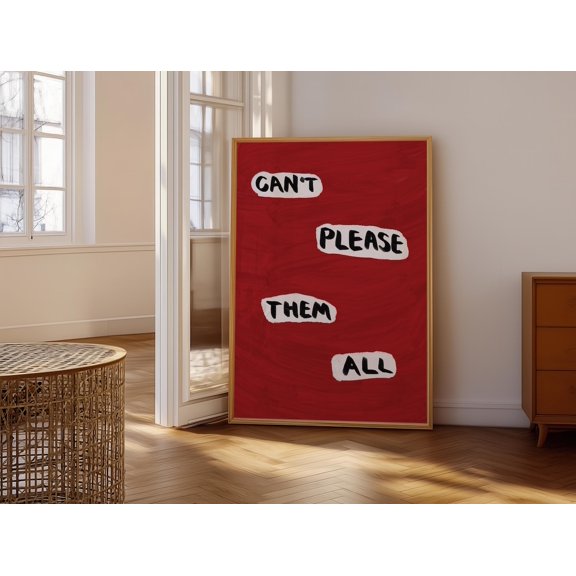 Bold Red Ironic Hand Drawn Wall Art Decor Unframed Paper Print