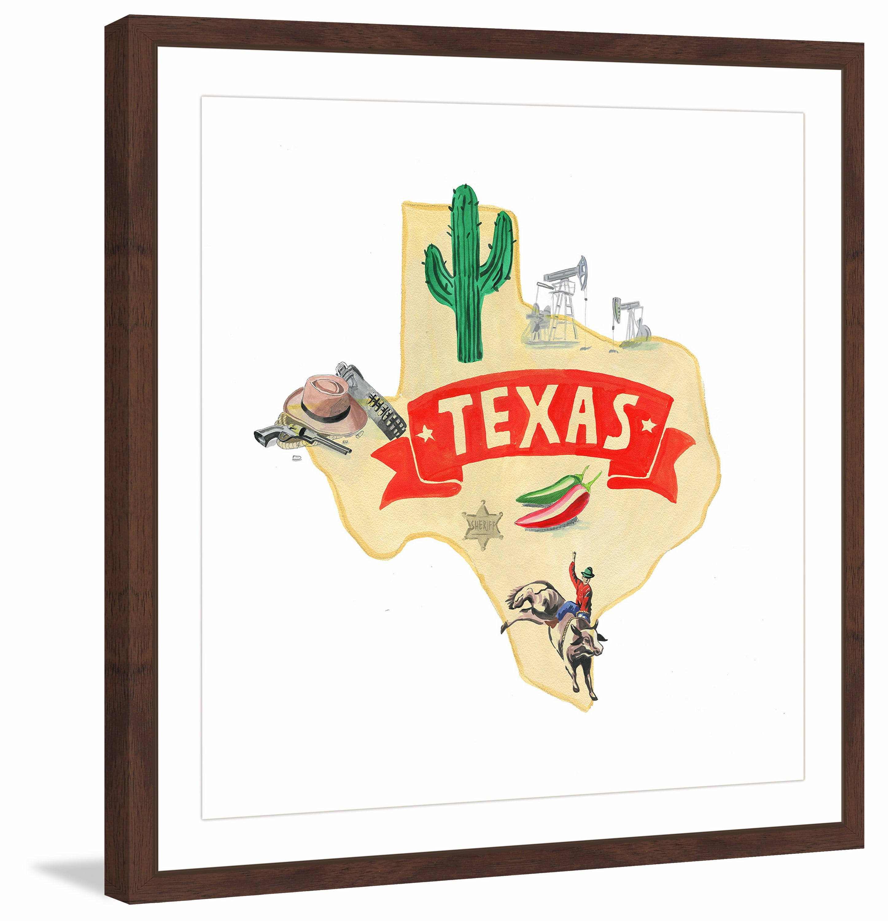 "Bold Red Texas" Framed Painting Print