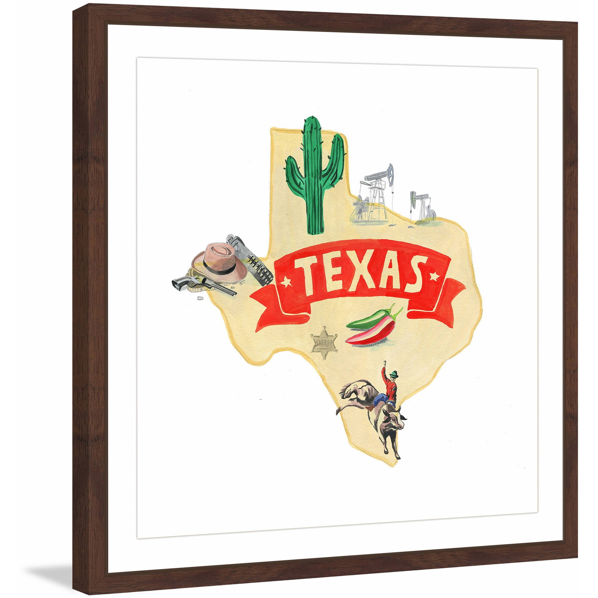 "Bold Red Texas" Framed Painting Print