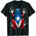 Bold Red White and Blue Cartoon TShirt on Black Background Puerto