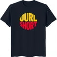 thumbnail image 1 of Bold Retro Graphic Tee JURL SHORT in Yellow & Red on Black T-Shirt, 1 of 5