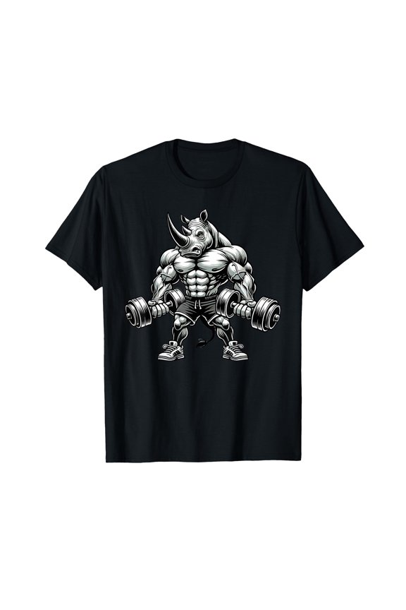 Bold Rhino Weightlifting Graphic T-Shirt for Gym Workout Enthusiasts