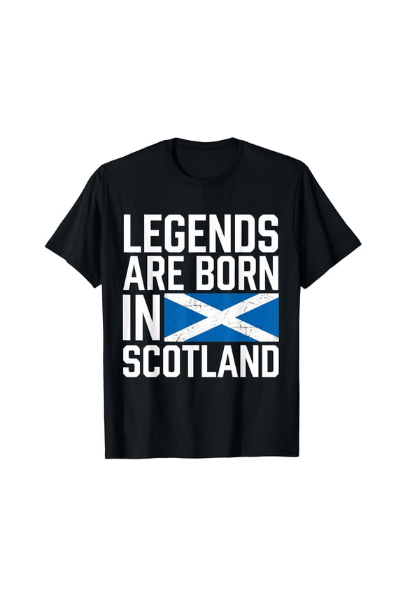 Bold Scotland Flag T-Shirt - Celebrate Heritage with 'Legends Are Born in Scotland' Design