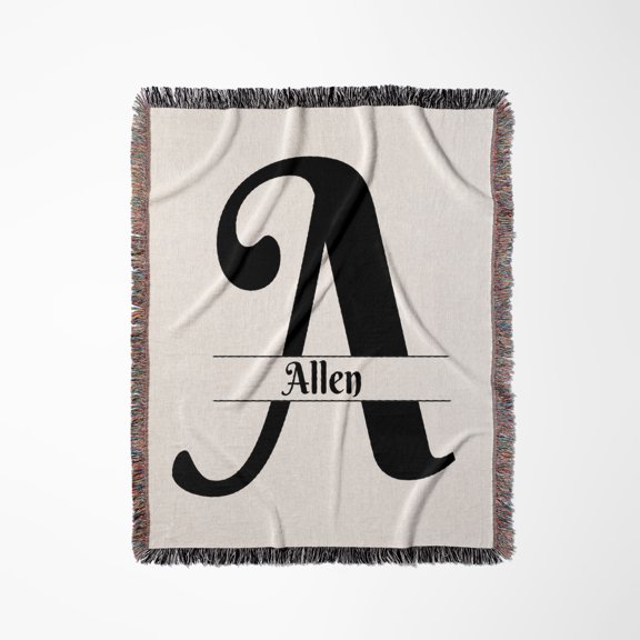Bold Script Monogram A Allen, Woven Blanket