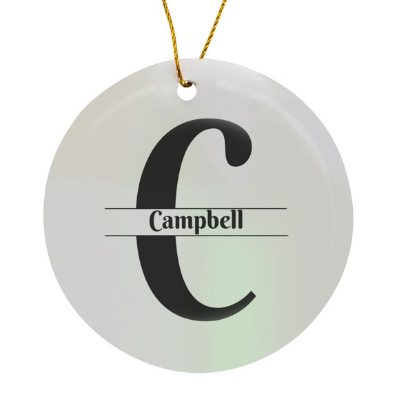 3drose, Bold Script Monogram C Campbell, Circle Porcelain Ornament