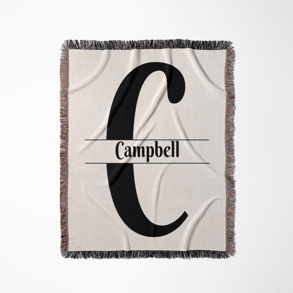 Bold Script Monogram C Campbell, Woven Blanket