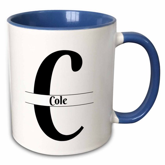 3drose, Bold Script Monogram C Cole, 11oz Two-tone Blue Mug