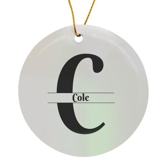 3drose, Bold Script Monogram C Cole, Circle Porcelain Ornament