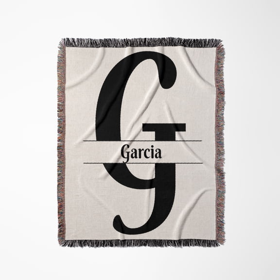 Bold Script Monogram G Garcia, Woven Blanket