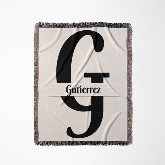 Bold Script Monogram G - Gutierrez, Woven Blanket