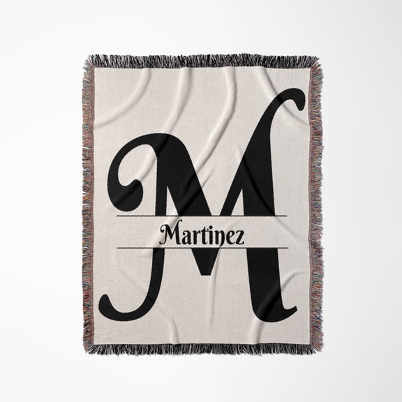 Bold Script Monogram M - Martinez, Woven Blanket
