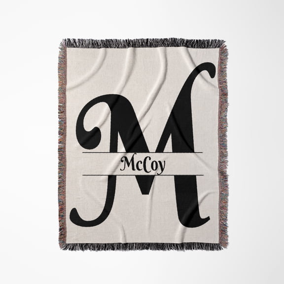Bold Script Monogram M - Mccoy, Woven Blanket