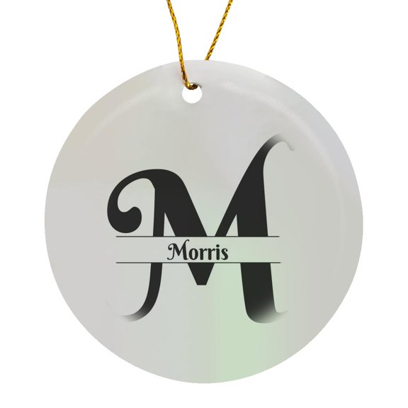 3drose, Bold Script Monogram M - Morris, Circle Porcelain Ornament