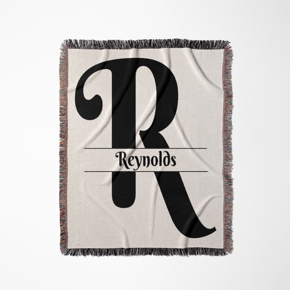 Bold Script Monogram R - Reynolds, Woven Blanket
