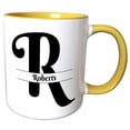 thumbnail image 1 of Bold Script Monogram R - Roberts 15oz Two-Tone Yellow Mug mug-305756-13, 1 of 3
