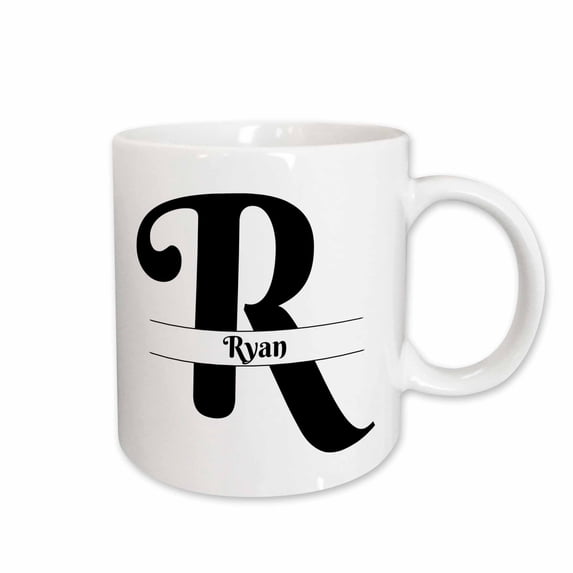 3drose, Bold Script Monogram R - Ryan, 15oz Mug