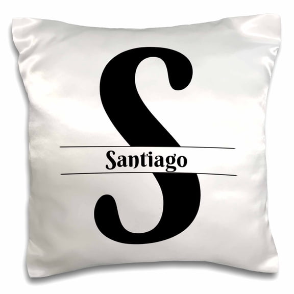 3dRose, Bold Script Monogram S - Santiago, 16x16 inch Pillow Case