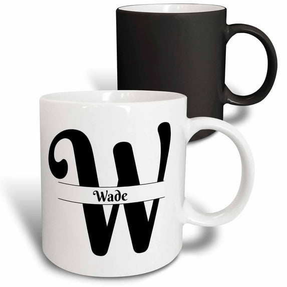 3drose, Bold Script Monogram W - Wade, 11oz Magic Transforming Mug