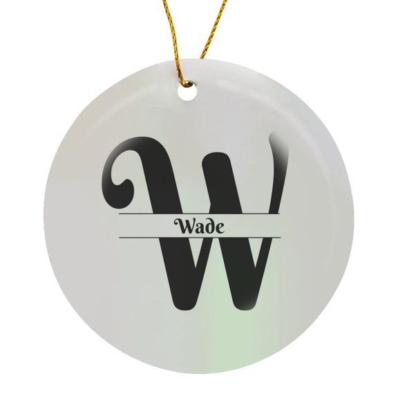 3drose, Bold Script Monogram W - Wade, Circle Porcelain Ornament